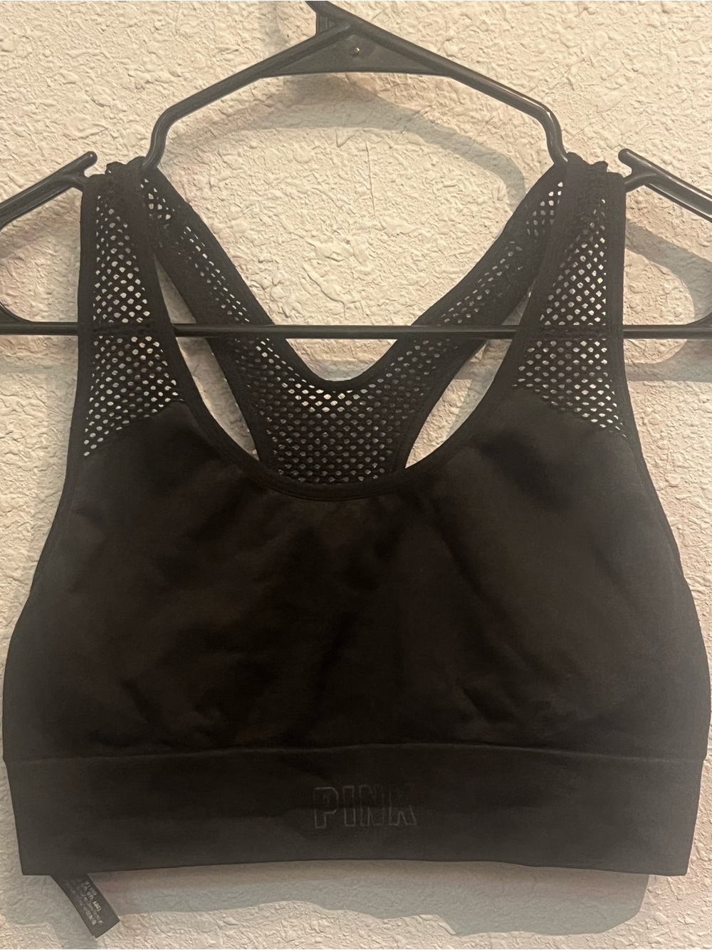 PINK Sport Victoria’s Secret Black Mesh Racerback Sports Bra Medium